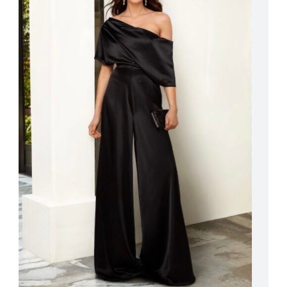 Missacc Women’s Black Off Shoulder Jumpsuit Sz 16 - Picture 1 of 6